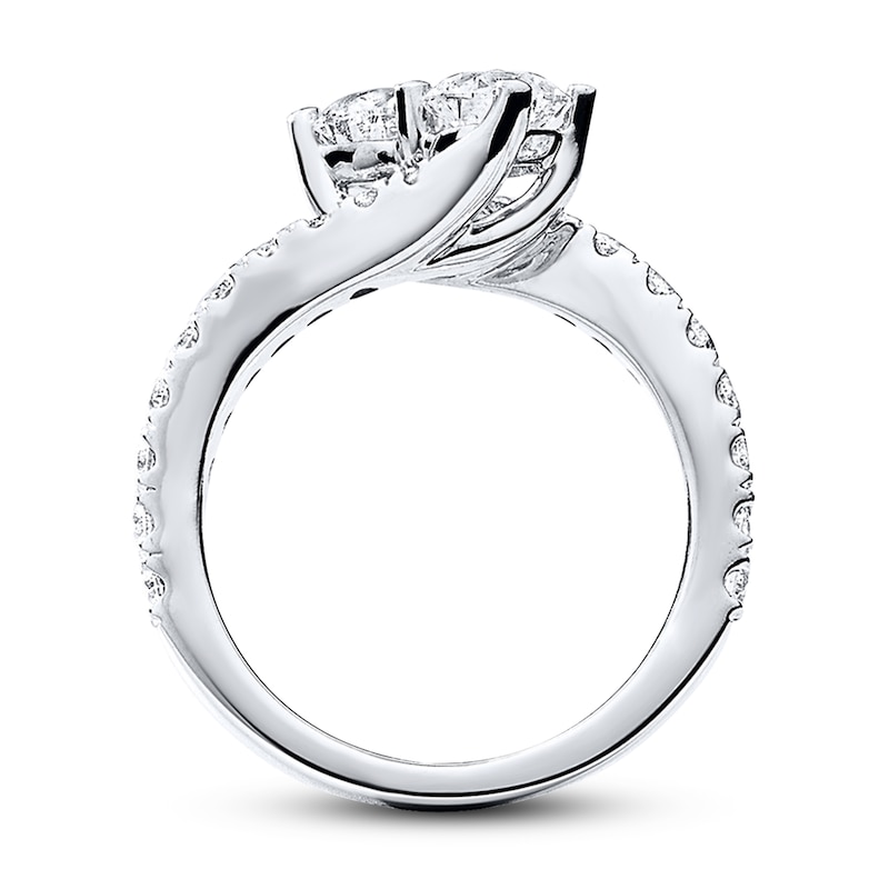 Main Image 2 of Previously Owned Ever Us Two-Stone Anniversary Ring 2 ct tw Round-cut Diamonds 14K White Gold Size 8.5