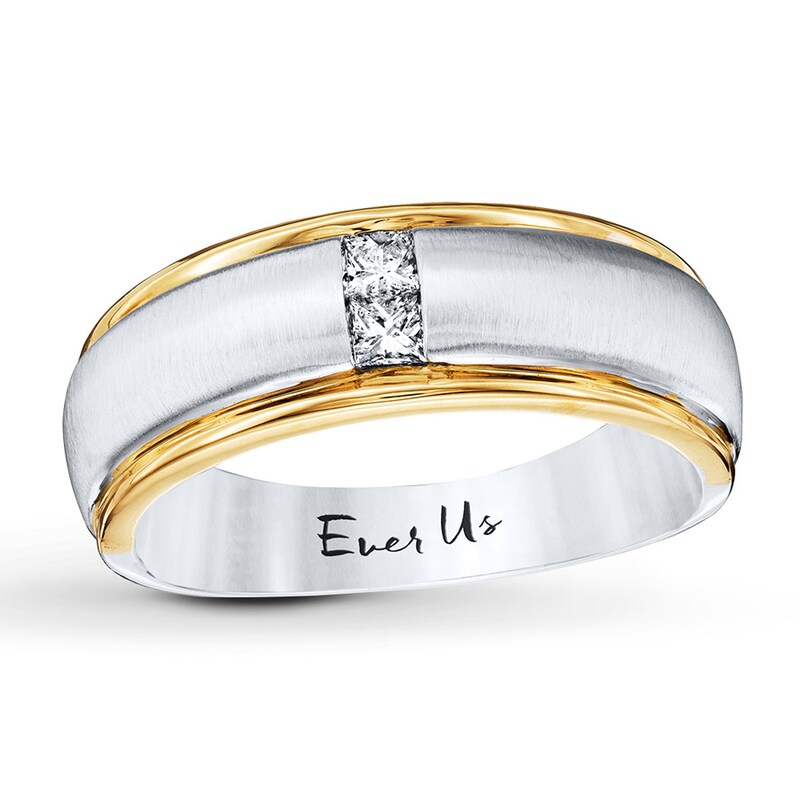 Main Image 1 of Previously Owned Ever Us Men's Wedding Ring 1/5 ct tw Square-cut Diamonds 14K Two-Tone Gold - Size 13.25