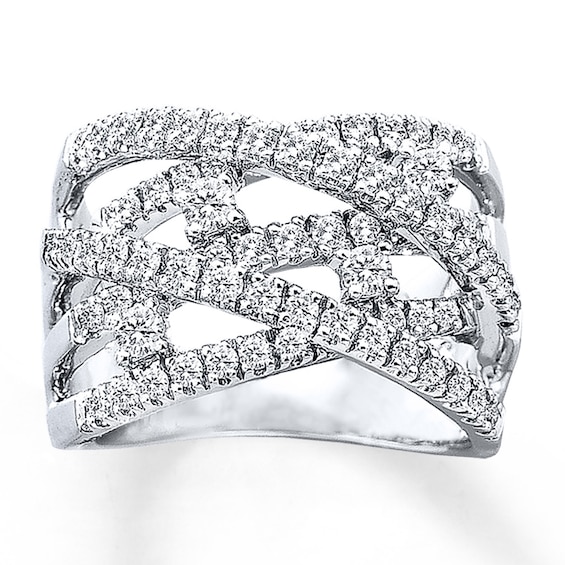 Previously Owned Diamond Ring 1 ct tw Round-cut 14K White Gold Size 10.25