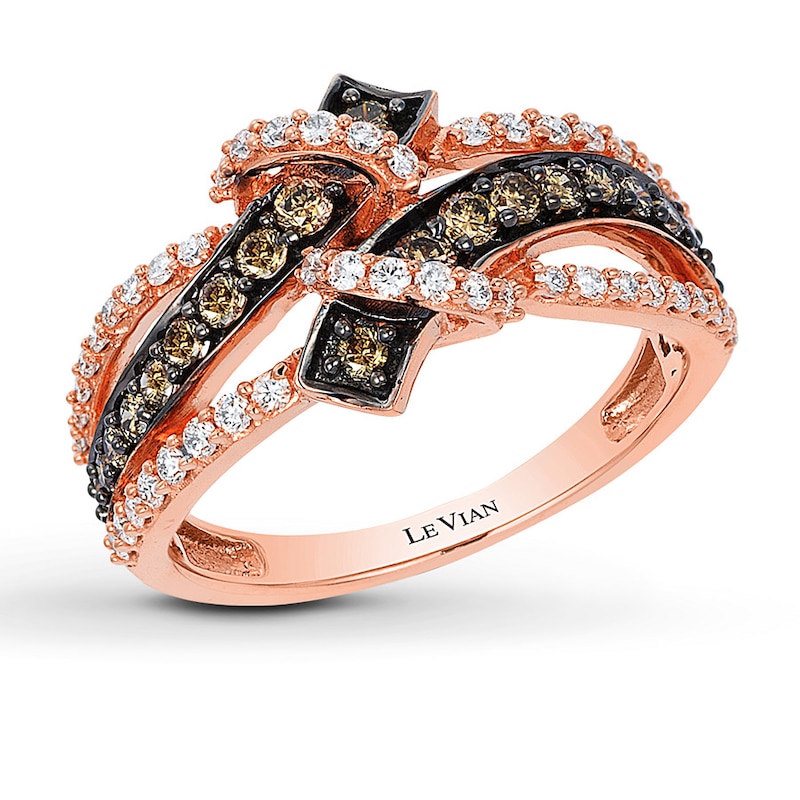 Previously Owned Le Vian Chocolate Diamonds 3/4 ct tw Ring Round-cut 14K Strawberry Gold