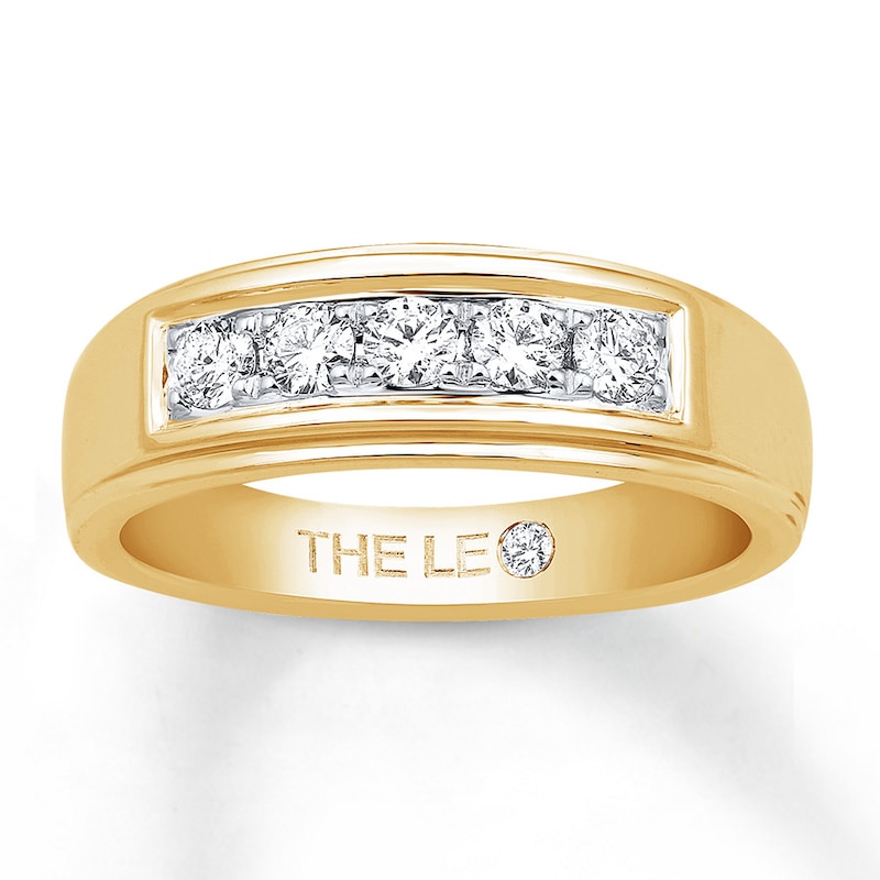Main Image 1 of Previously Owned Men's THE LEO Diamond Band 1/2 ct tw Round-cut 14K Yellow Gold - Size 8