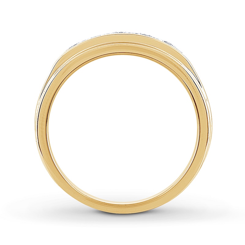 Main Image 2 of Previously Owned Men's THE LEO Diamond Band 1/2 ct tw Round-cut 14K Yellow Gold - Size 8