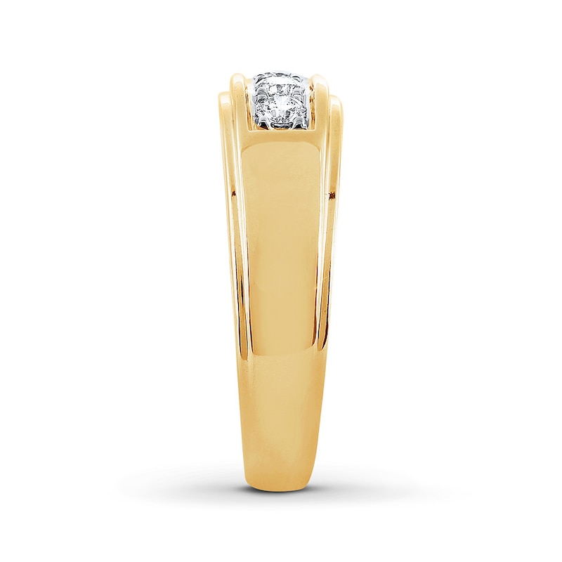 Main Image 3 of Previously Owned Men's THE LEO Diamond Band 1/2 ct tw Round-cut 14K Yellow Gold - Size 8