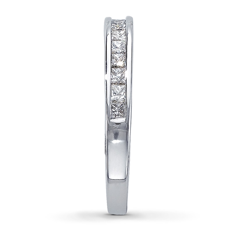 Main Image 3 of Previously Owned Wedding Band 3/4 ct tw Princess-cut Diamonds 14K White Gold Size 8.75