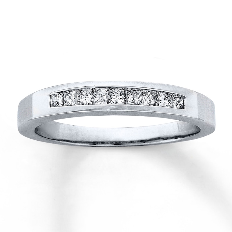 Main Image 1 of Previously Owned Ring 1/4 ct tw Princess-cut Diamonds 14K White Gold Size 4