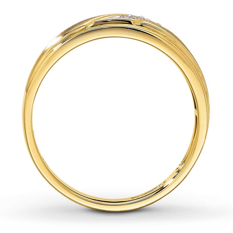 Main Image 2 of Previously Owned Men's Diamond Wedding Band 1/10 ct tw Round-cut 10K Yellow Gold - Size 7