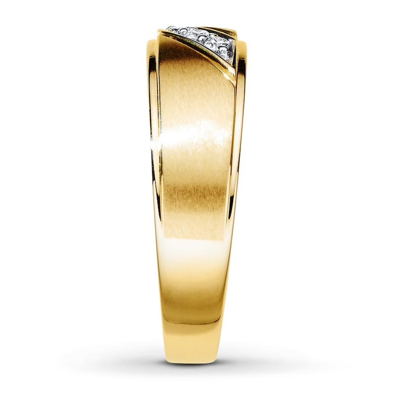 Main Image 3 of Previously Owned Men's Diamond Wedding Band 1/10 ct tw Round-cut 10K Yellow Gold - Size 7