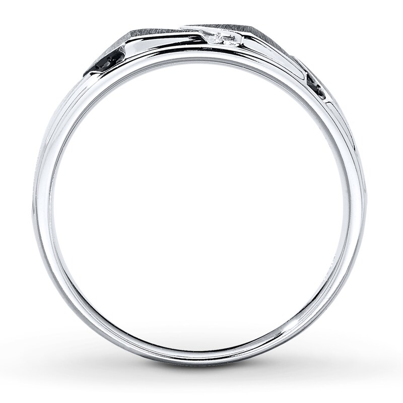 Previously Owned Men's Diamond Band 1/5 ct tw Black/White Round-cut 10K White Gold