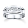 Previously Owned Men's Wedding Band 1 ct tw Round-cut Diamonds 10K White Gold