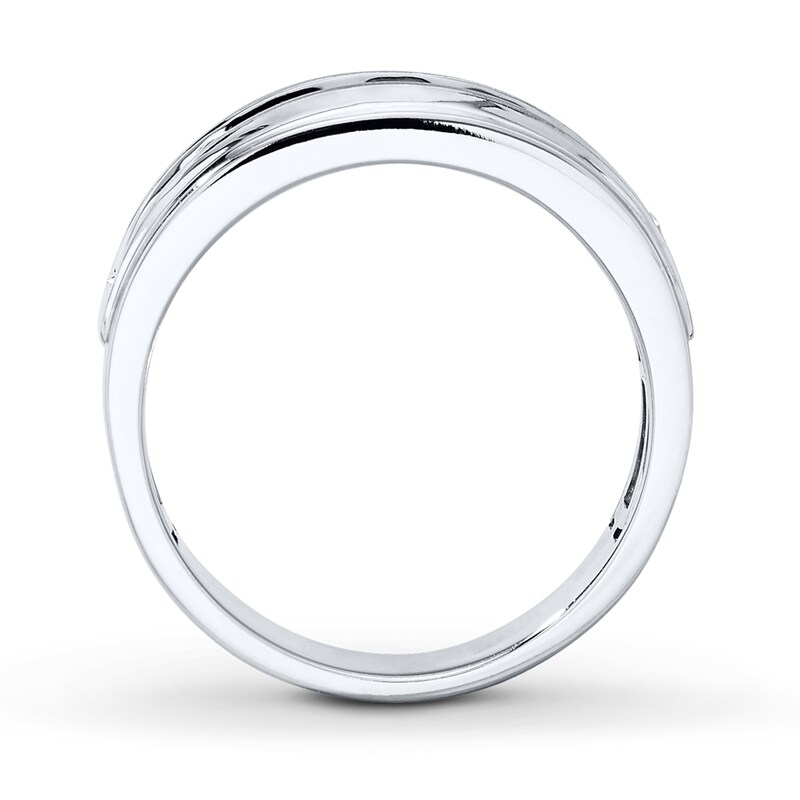 Previously Owned Men's Wedding Band 1 ct tw Round-cut Diamonds 10K White Gold