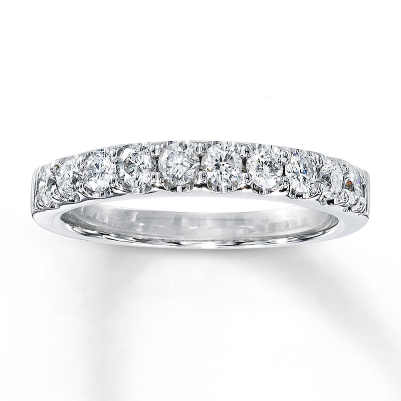 Main Image 1 of Previously Owned Diamond Wedding Band 1/2 ct tw Round-cut 14K White Gold - Size 9.5