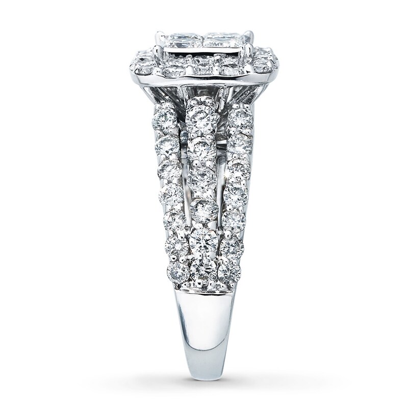 Main Image 3 of Previously Owned Diamond Engagement Ring 3 ct tw Princess & Round-cut 14K White Gold - Size 5