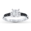 Thumbnail Image 0 of Previously Owned Black & White Diamonds 1/2 ct tw Engagement Ring 10K White Gold - Size 3.5