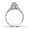 Thumbnail Image 1 of Previously Owned Diamond Engagement Ring 1/2 ct tw Princess & Round-cut 14K White Gold - Size 9.5