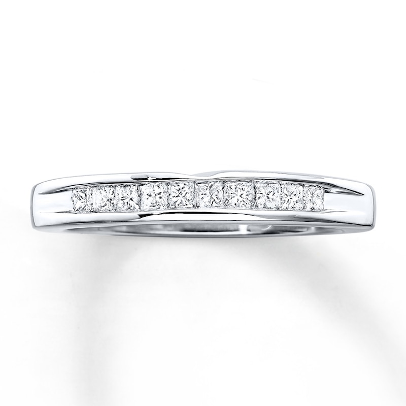 Main Image 1 of Previously Owned Diamond Wedding Band 1/4 ct tw Princess-cut 14K White Gold Size 4.25