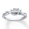 Thumbnail Image 1 of Previously Owned Diamond Engagement Ring 1/2 ct tw Princess & Round-cut 10K White Gold - Size 5.25
