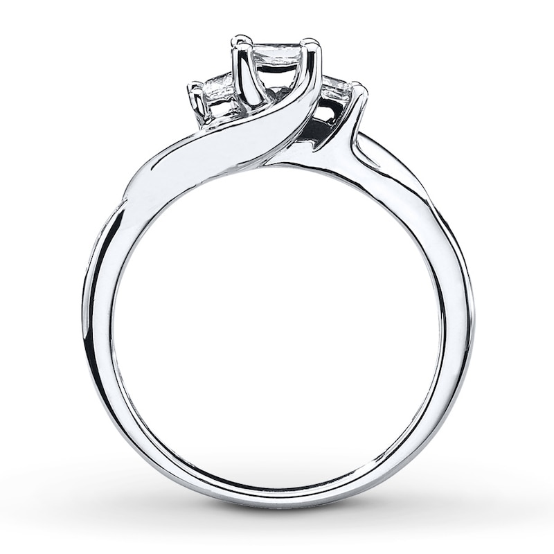 Main Image 2 of Previously Owned Diamond Engagement Ring 1/2 ct tw Princess & Round-cut 10K White Gold - Size 5.25
