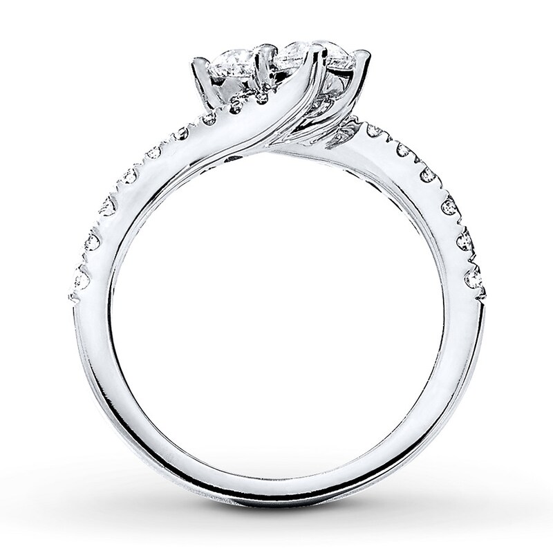 Main Image 4 of Previously Owned Ever Us Two-Stone Anniversary Ring 1 ct tw Round-cut Diamonds 14K White Gold - Size 9