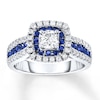 Thumbnail Image 1 of Previously Owned Sapphire Engagement Ring 7/8 ct tw Round-cut Diamonds 14K White Gold Size 11