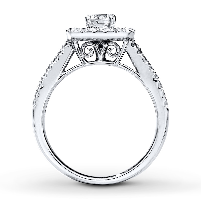 Main Image 2 of Previously Owned Sapphire Engagement Ring 7/8 ct tw Round-cut Diamonds 14K White Gold Size 11