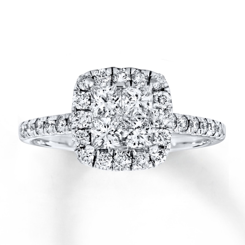 Main Image 1 of Previously Owned Diamond Engagement Ring 1 ct tw Princess & Round-cut 14K White Gold Size 3.75