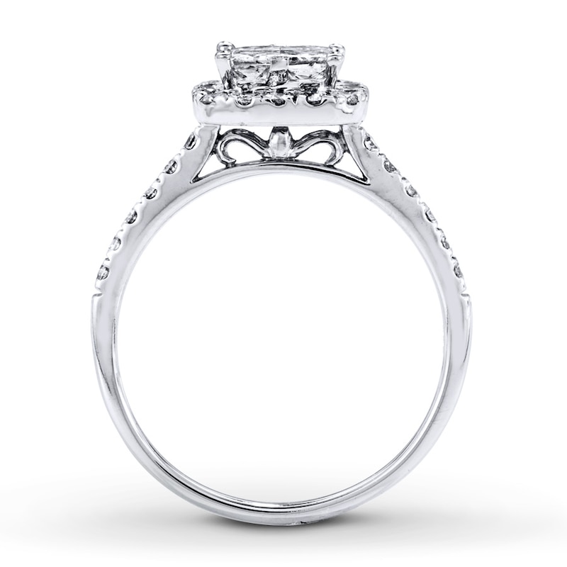 Main Image 2 of Previously Owned Diamond Engagement Ring 1 ct tw Princess & Round-cut 14K White Gold Size 3.75