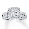 Thumbnail Image 0 of Previously Owned Diamond Engagement Ring 1 ct tw Princess & Round-cut 14K White Gold - Size 9.75
