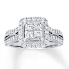 Thumbnail Image 1 of Previously Owned Diamond Engagement Ring 1 ct tw Princess & Round-cut 14K White Gold Size 9.75