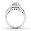 Thumbnail Image 1 of Previously Owned Diamond Engagement Ring 1 ct tw Princess & Round-cut 14K White Gold - Size 9.75