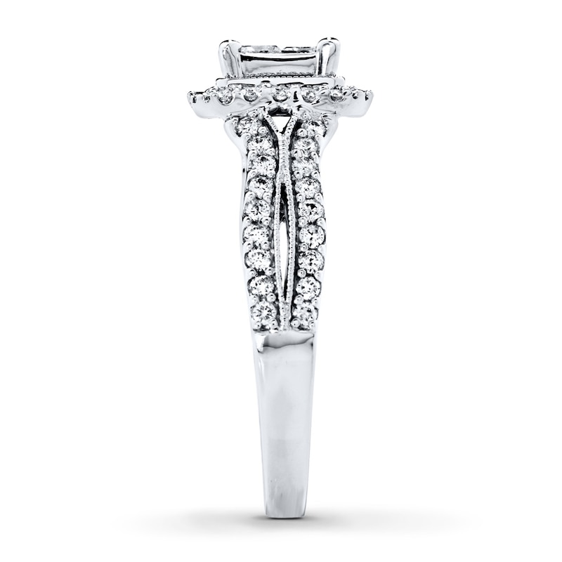 Previously Owned Diamond Engagement Ring 1 ct tw Princess & Round-cut 14K White Gold - Size 9.75