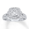 Thumbnail Image 0 of Previously Owned Engagement Ring 1 ct tw Princess & Round-cut Diamonds 14K White Gold - Size 4.5