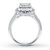 Thumbnail Image 1 of Previously Owned Engagement Ring 1 ct tw Princess & Round-cut Diamonds 14K White Gold - Size 4.5