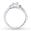 Thumbnail Image 2 of Previously Owned Diamond Promise Ring 3/8 ct tw Princess & Round-cut 10K White Gold - Size 9.5