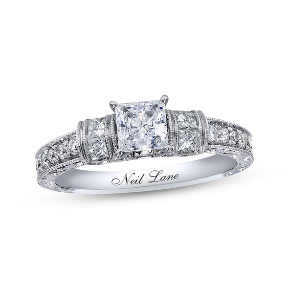 Previously Owned Neil Lane Diamond Engagement Ring 1-1/8 ct tw Princess & Round-cut 14K White Gold Size 5