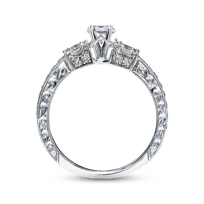 Main Image 2 of Previously Owned Neil Lane Diamond Engagement Ring 1-1/8 ct tw Princess & Round-cut 14K White Gold - Size 5