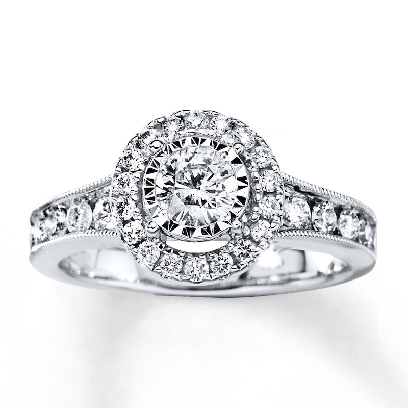 Main Image 1 of Previously Owned Diamond Engagement Ring 1 ct tw Round-cut 14K White Gold - Size 9.25