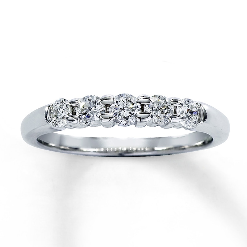 Main Image 1 of Previously Owned Diamond Anniversary Band 1/2 ct tw Round-cut 14K White Gold - Size 4.5