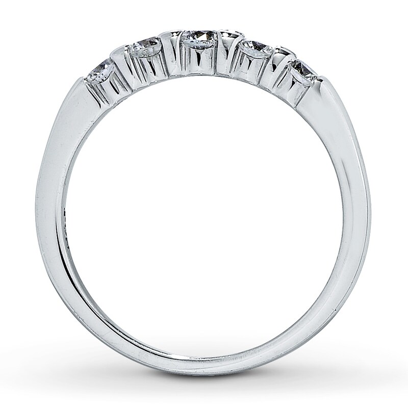 Main Image 2 of Previously Owned Diamond Anniversary Band 1/2 ct tw Round-cut 14K White Gold - Size 4.5