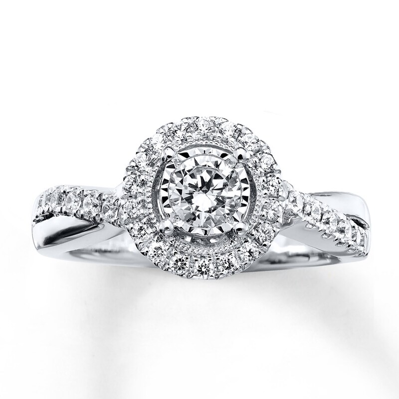 Main Image 1 of Previously Owned Diamond Engagement Ring 5/8 ct tw Round-cut 14K Gold Size 9