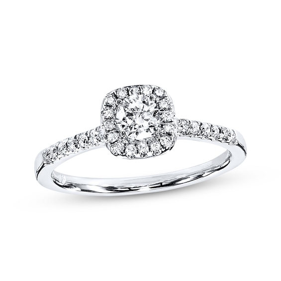 Previously Owned Diamond Engagement Ring 3/8 ct tw Round-cut 10K White Gold Size