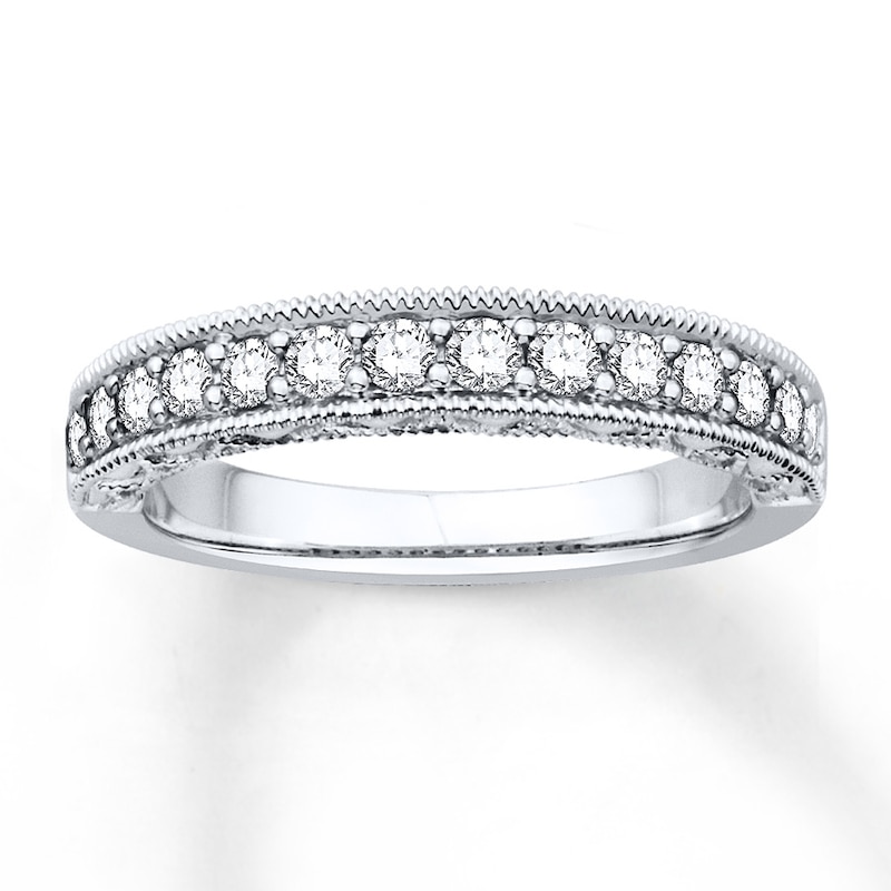 Main Image 1 of Previously Owned Diamond Anniversary Band 1/2 ct tw Round-cut 14K White Gold - Size 9.25