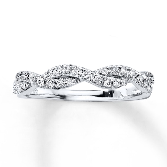 Previously Owned Diamond Anniversary Ring 1/6 ct tw Round-cut 10K White Gold Size 5.25