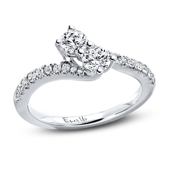 Previously Owned Ever Us Two-Stone Anniversary Ring 3/4 ct tw Round-cut Diamonds 14K White Gold Size