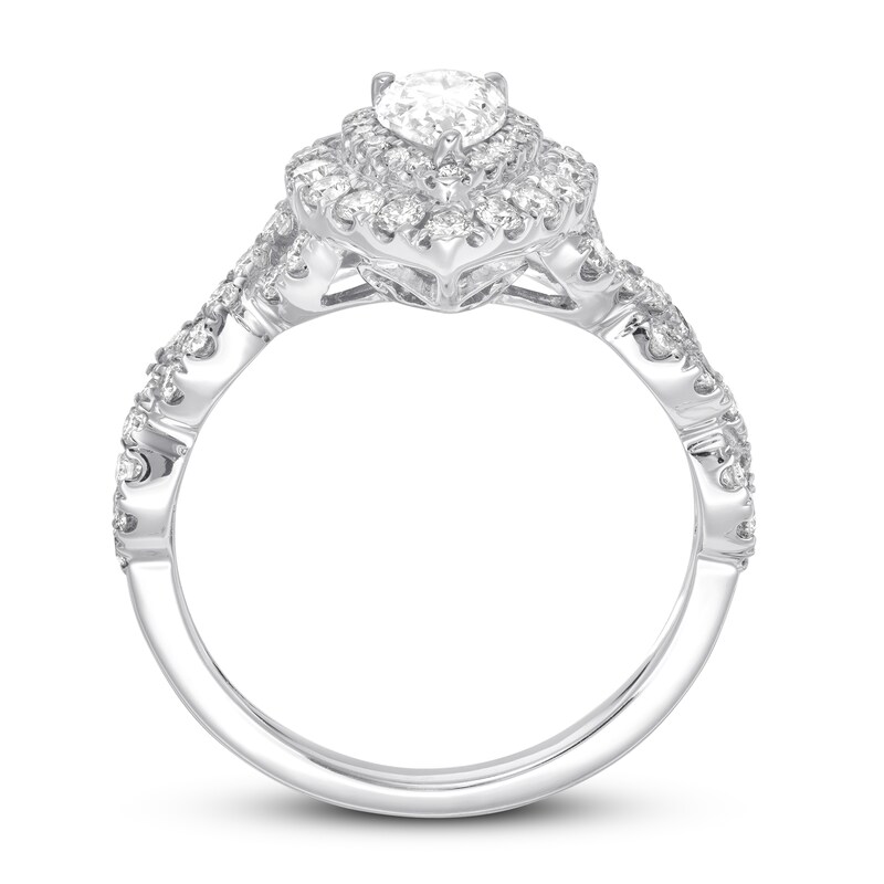 Main Image 2 of Previously Owned Neil Lane Engagement Ring 1-1/8 ct tw Pear & Round-cut Diamonds 14K White Gold - Size 4.5
