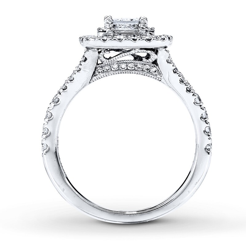Main Image 2 of Previously Owned Neil Lane Engagement Ring 1-1/4 ct tw Princess, Baguette & Round-cut Diamonds 14K White Gold Size 5