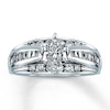 Thumbnail Image 1 of Previously Owned Diamond Engagement Ring 1 ct tw Marquise, Baguette & Round-cut 14K White Gold - Size 9.5