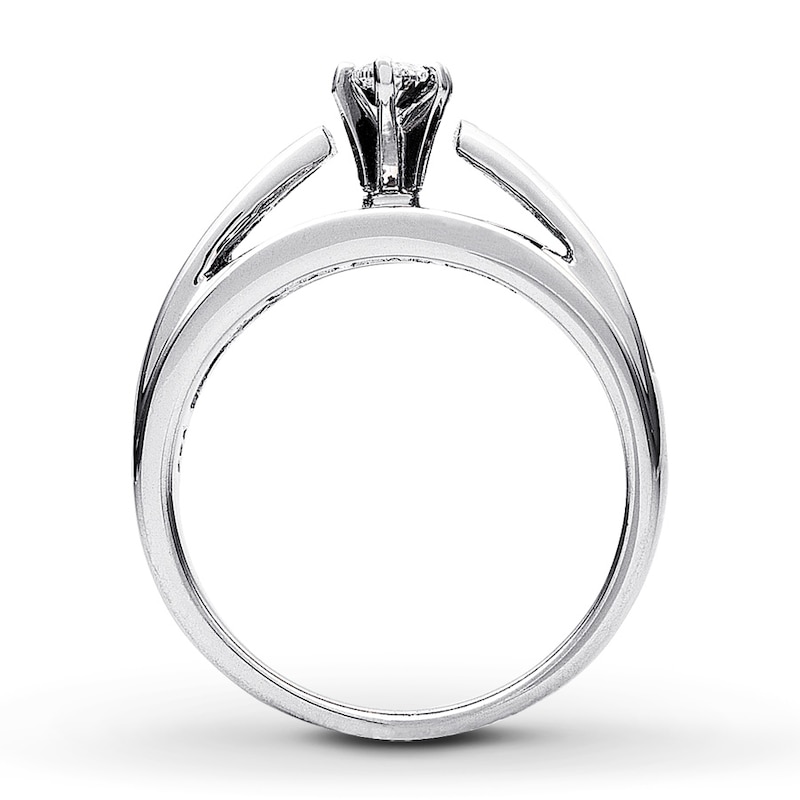 Main Image 2 of Previously Owned Diamond Engagement Ring 1 ct tw Marquise, Baguette & Round-cut 14K White Gold - Size 9.5