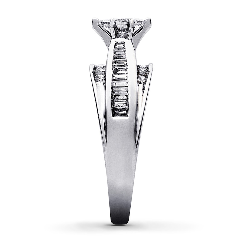 Main Image 3 of Previously Owned Diamond Engagement Ring 1 ct tw Marquise, Baguette & Round-cut 14K White Gold - Size 9.5