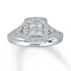 Thumbnail Image 1 of Previously Owned Diamond Engagement Ring 1/2 ct tw Princess & Round-cut Diamonds 14K White Gold - Size 3.75