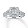 Thumbnail Image 0 of Previously Owned Diamond Engagement Ring 1/2 ct tw Princess & Round-cut Diamonds 14K White Gold - Size 3.75